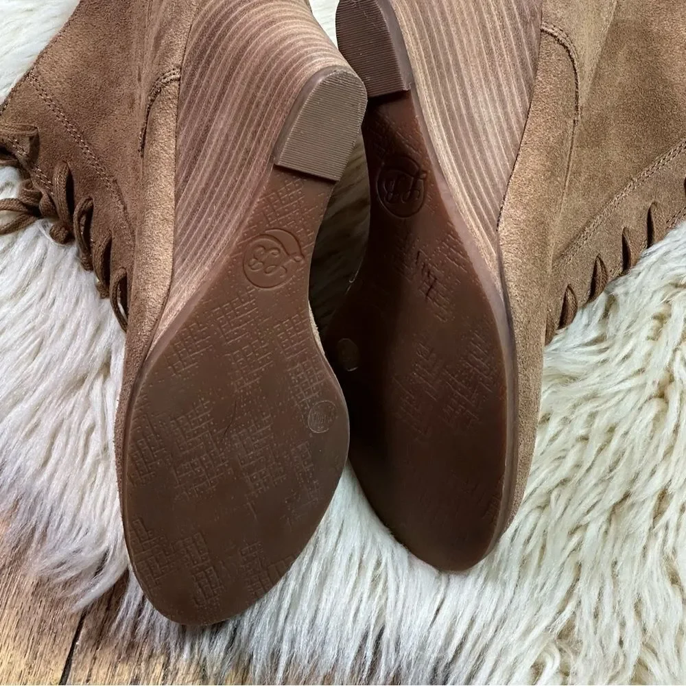 Lucky Brand Tan Suede Wedge Boots
